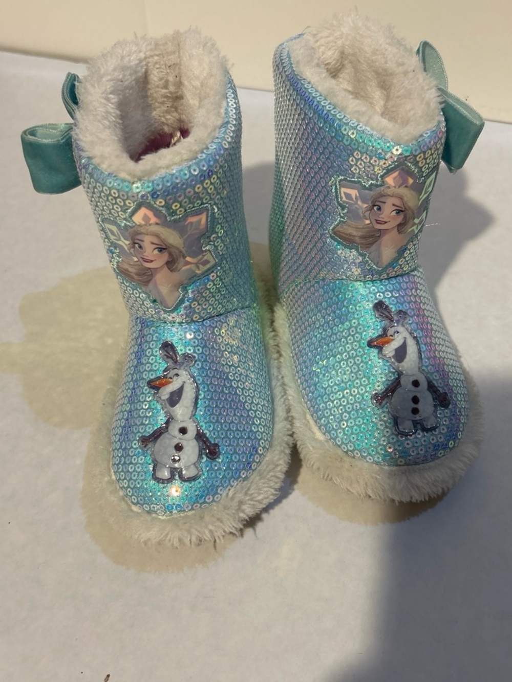 Girls Sparkle Sequin Winter Slippers with Character Accents - Light Blue